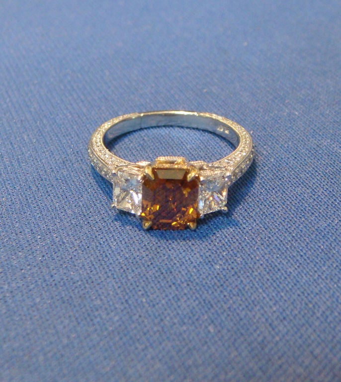 1.43ct Fancy deep brownish yellowish orange diamond ring