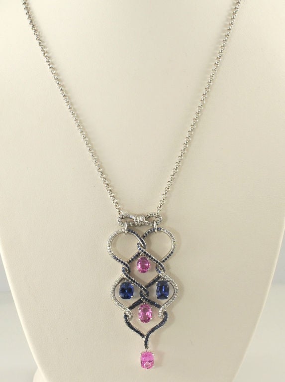 PATRICK MAUBOUSSIN Sapphire and Diamond Pendant Necklace
