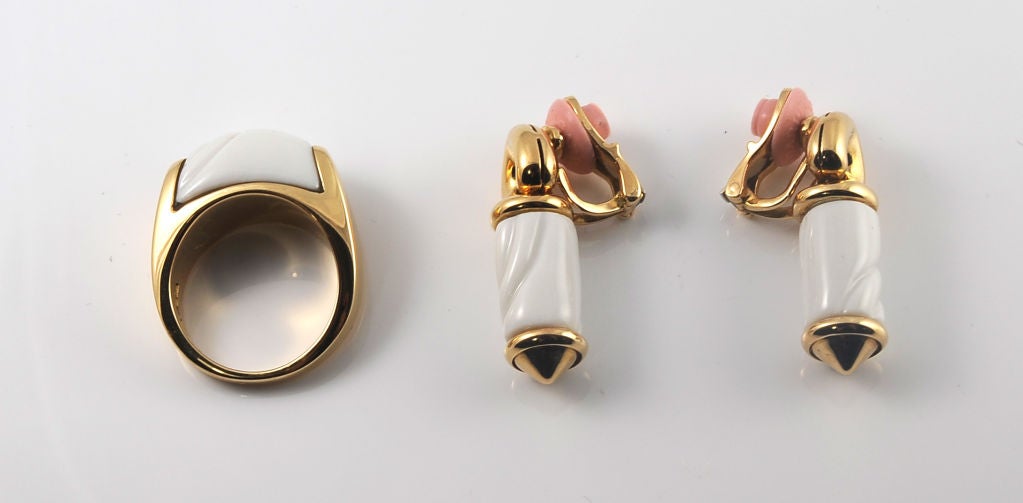 BULGARI Yellow Gold "Chander" Ring and Earring Set