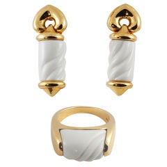 BULGARI Yellow Gold "Chander" Ring and Earring Set