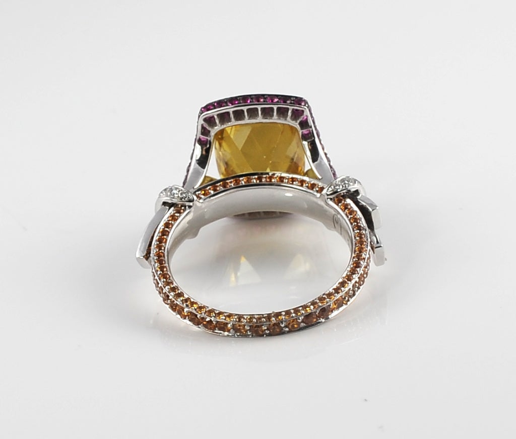 Patrick Mauboussin Tourmaline, diamond, ruby, and garnet ring For Sale 1