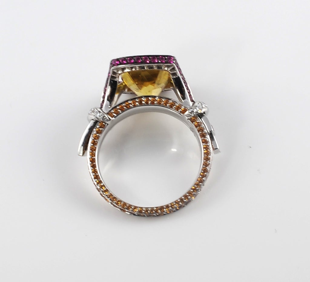 Patrick Mauboussin Tourmaline, diamond, ruby, and garnet ring For Sale 2