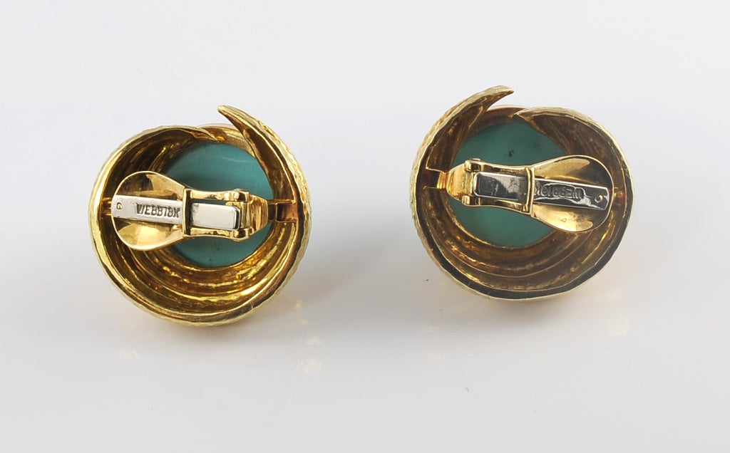DAVID WEBB Turquoise Yellow Gold Earrings