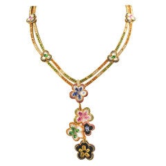 MAUBOUSSIN Sapphire Diamond Tsavorite Florine Necklace