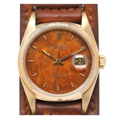 Rolex Yellow Gold Datejust Wristwatch with Wood Dial ref 16018 circa 1985