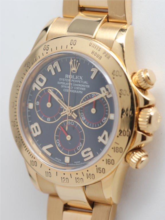 ROLEX Gold Oyster Cosmograph Daytona Customized Blue Dial Ref 116528 circa 2001