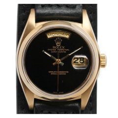ROLEX Yellow Gold Onyx Dial Day-Date President Ref 18038