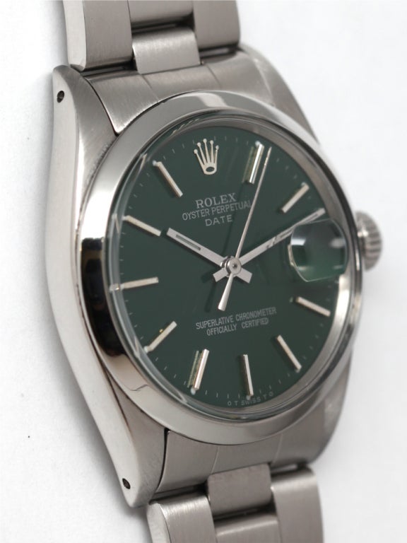 Women's or Men's ROLEX Stainless Steel Oyster Perpetual Date Wristwatch