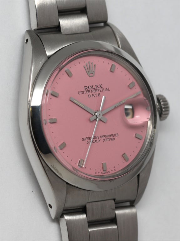 Women's or Men's Rolex Stainless Steel Oyster Perpetual Date with Custom Dial