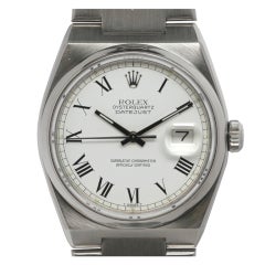 ROLEX Stainless Steel Oysterquartz Watch with White Roman Dial