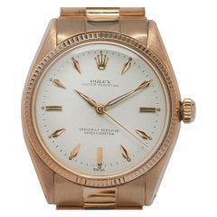 Vintage ROLEX Rose Gold Oyster Perpetual Wristwatch Ref 6567 circa 1955