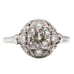 1930s Platinum and Old European Cut Diamond Ring 4