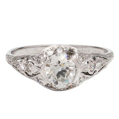 Vintage 1920s Platinum and Old European Cut Diamond Engagement Ring