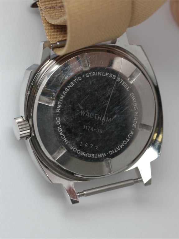WALTHAM Stainless Steel Automatic Diver's Watch circa 1960s at 1stDibs