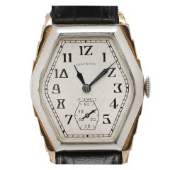 Vintage Illionis Two-Tone Gold-Filled "Ritz" Art Deco Case Wristwatch, circa 1929