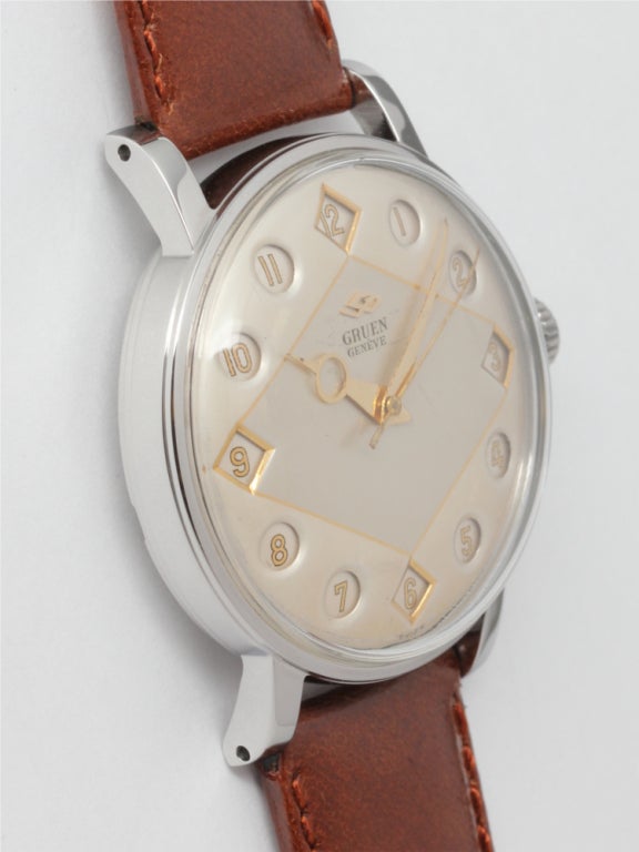 Women's or Men's GRUEN Stainless Steel Airman Wristwatch circa 1950s