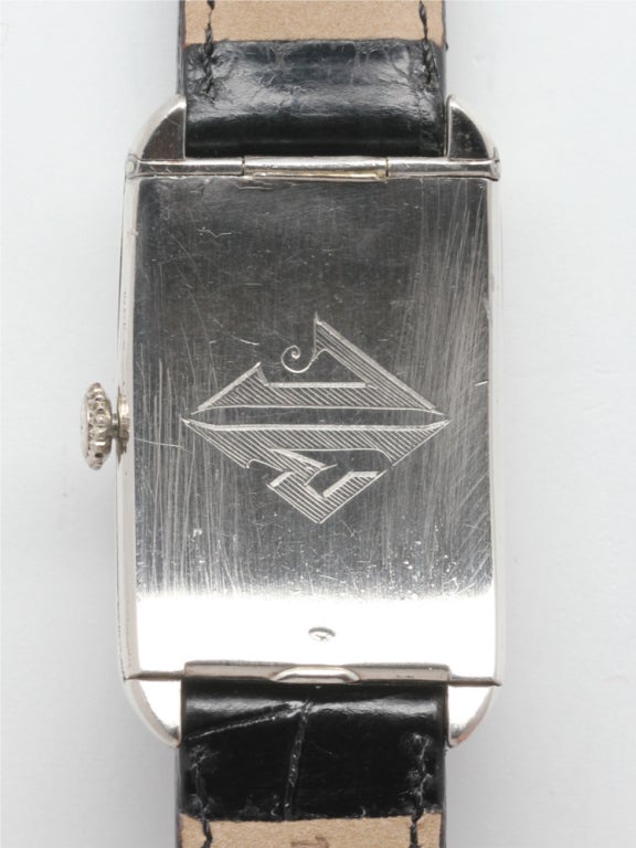 Men's Jules Jurgensen Platinum Rectangular Curvex-Style Wristwatch, circa 1930's