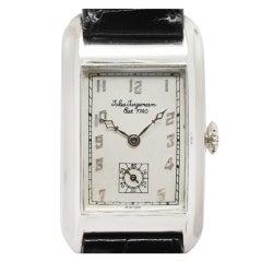 Jules Jurgensen Platinum Rectangular Curvex-Style Wristwatch, circa 1930's