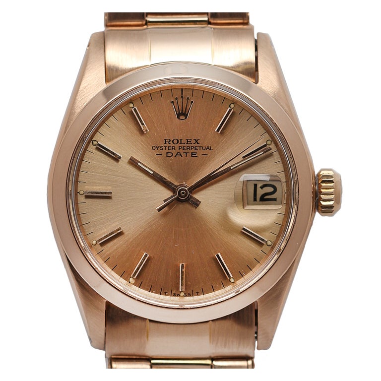 ROLEX Pink Gold Midsize Oyster Perpetual Date Ref 6624