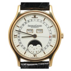 JAEGER-LECOULTRE Yellow Gold Triple-Date Moonphase Wristwatch