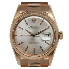 ROLEX Pink Gold Datejust Wristwatch Ref 1601 circa 1960s