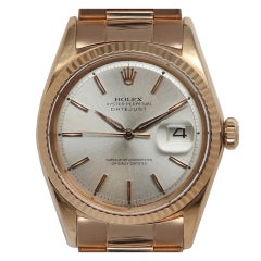 Vintage ROLEX Pink Gold Datejust Wristwatch Ref 1601 circa 1960s