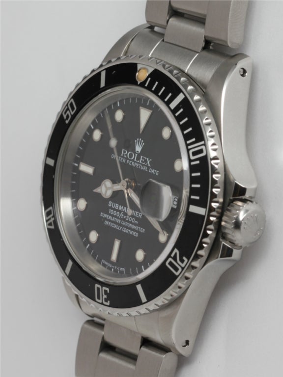 ROLEX Stainless Steel Submariner Ref 168000 circa 1986