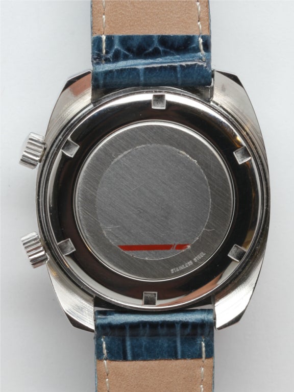 Wittnauer Stainless Steel Alarm Wristwatch circa 1960s In Excellent Condition In West Hollywood, CA
