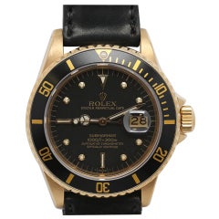ROLEX Yellow Gold Transitional Submariner Wristwatch Ref 16808 circa 1982