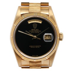 ROLEX Yellow Gold President Wristwatch with Bark-Finish Bezel and Bracelet