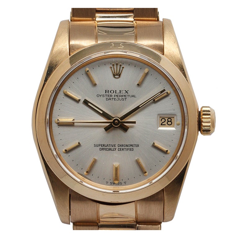 ROLEX Gold Oyster Perpetual Datejust Midsize Ref 6827 circa 1980s