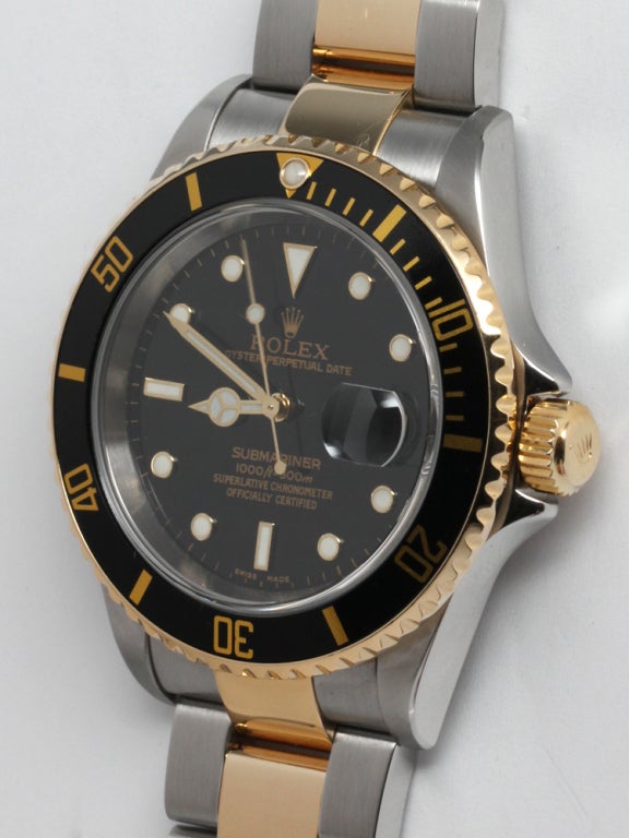 ROLEX Stainless Steel and Gold Submariner Wristwatch Ref 16613 circa 2006