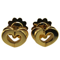 Double Heart Gold Earring Studs by "Asprey"