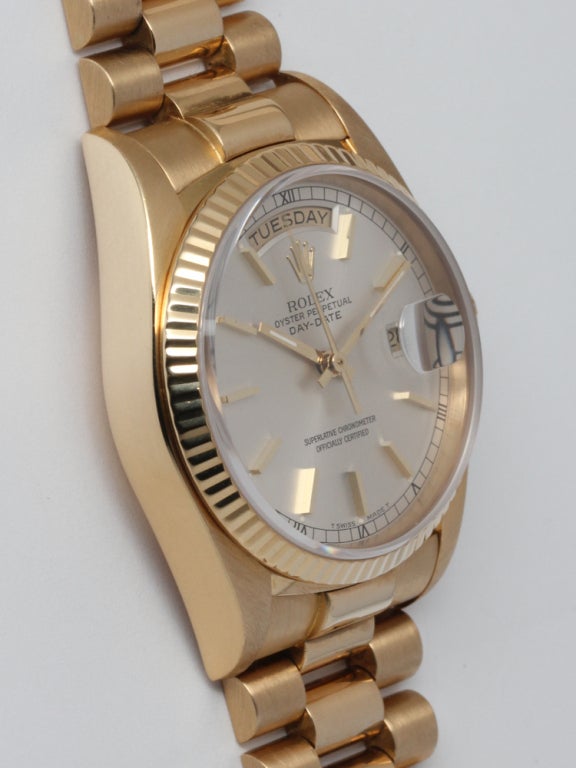 Women's or Men's ROLEX Yellow Gold Day-Date President Wristwatch Ref 18038