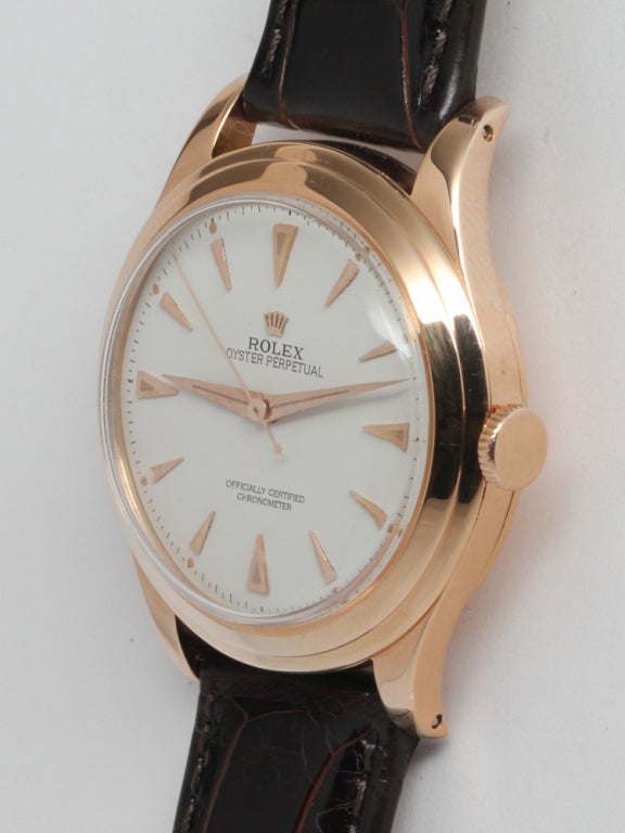 ROLEX Pink Gold Dress Model Uhr in einem französischen Gehäuse circa 1950er Jahre