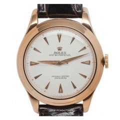 ROLEX Pink Gold Dress Model Watch in a French Case circa 1950s