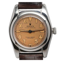 ROLEX Stainless Steel Bubbleback Wristwatch Ref 2940 circa 1940s