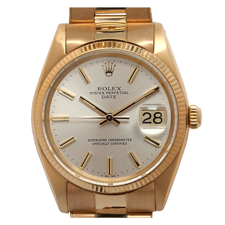 ROLEX Yellow Gold Oyster Perpetual Date Wristwatch circa 1978