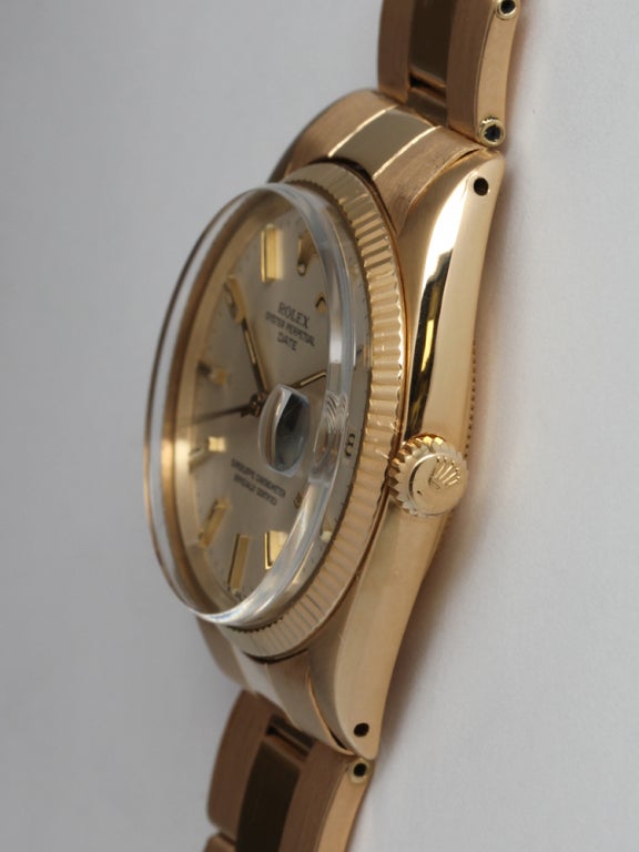 Women's or Men's ROLEX Yellow Gold Oyster Perpetual Date Wristwatch circa 1978