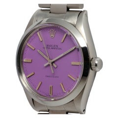 ROLEX Stainless Steel Wristwatch with Custom Lilac Dial