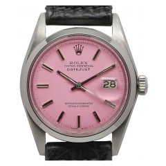 ROLEX Stainless Steel Datejust with Custom Pink Dial circa 1971