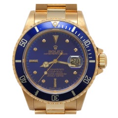 ROLEX Yellow Gold Submariner Wristwatch Ref 16808 circa 1987