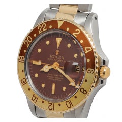 Retro ROLEX Stainless Steel and Gold GMT-Master Ref 1675 circa 1970