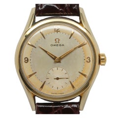 Omega Gold Shell Top Steel Back Bombe-Style Wristwatch, circa 1950s