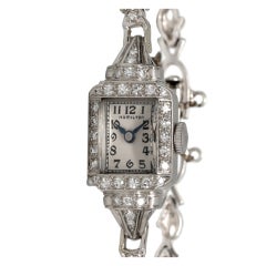 Vintage HAMILTON Lady's White Gold Diamond Set Wristwatch circa 1930s