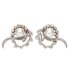 Diamond & Pearl White Gold Earrings