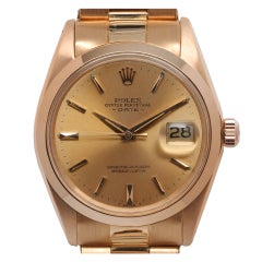 ROLEX Pink Gold Oyster Perpetual Date Wristwatch circa 1966