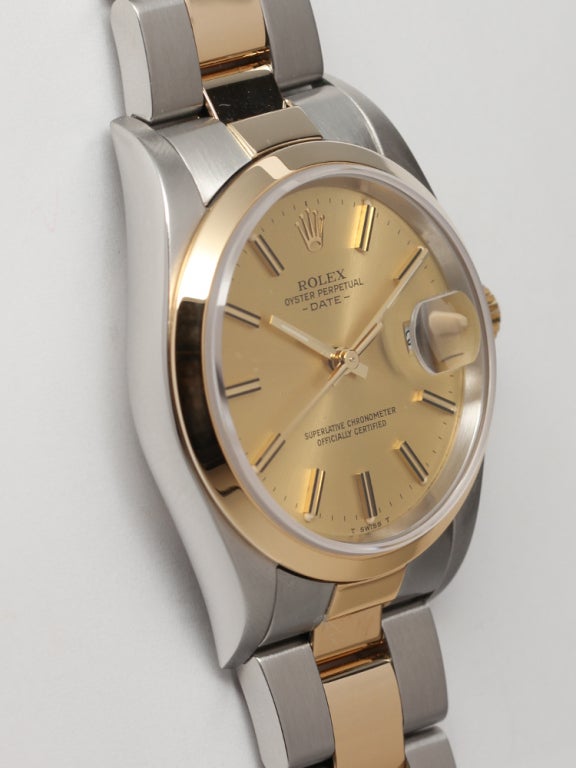 ROLEX Stainless Steel and Yellow Gold Oyster Perpetual Date Wristwatch Ref 15223 1