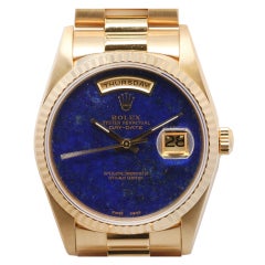 ROLEX Yellow Gold Day-Date Wristwatch with Custom Lapis Dial circa 1992