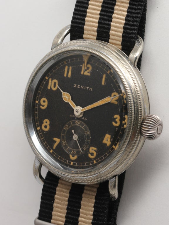 Women's ZENITH Base Metal Military Aviator's Wristwatch circa 1940s